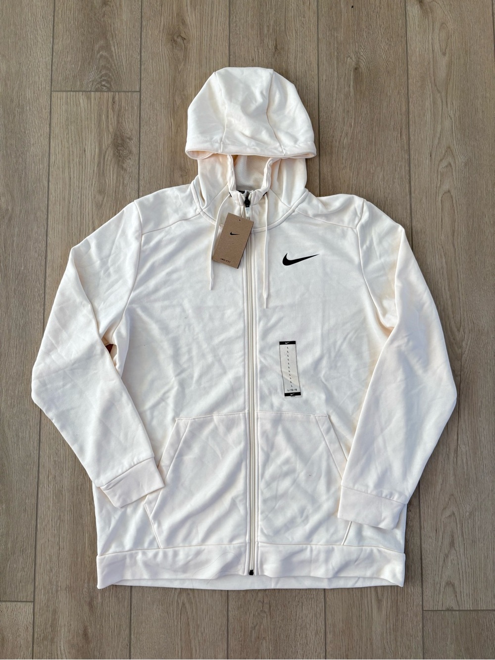 NWT Nike White Full-Zip Hoodie Jacket with Hood Size Large